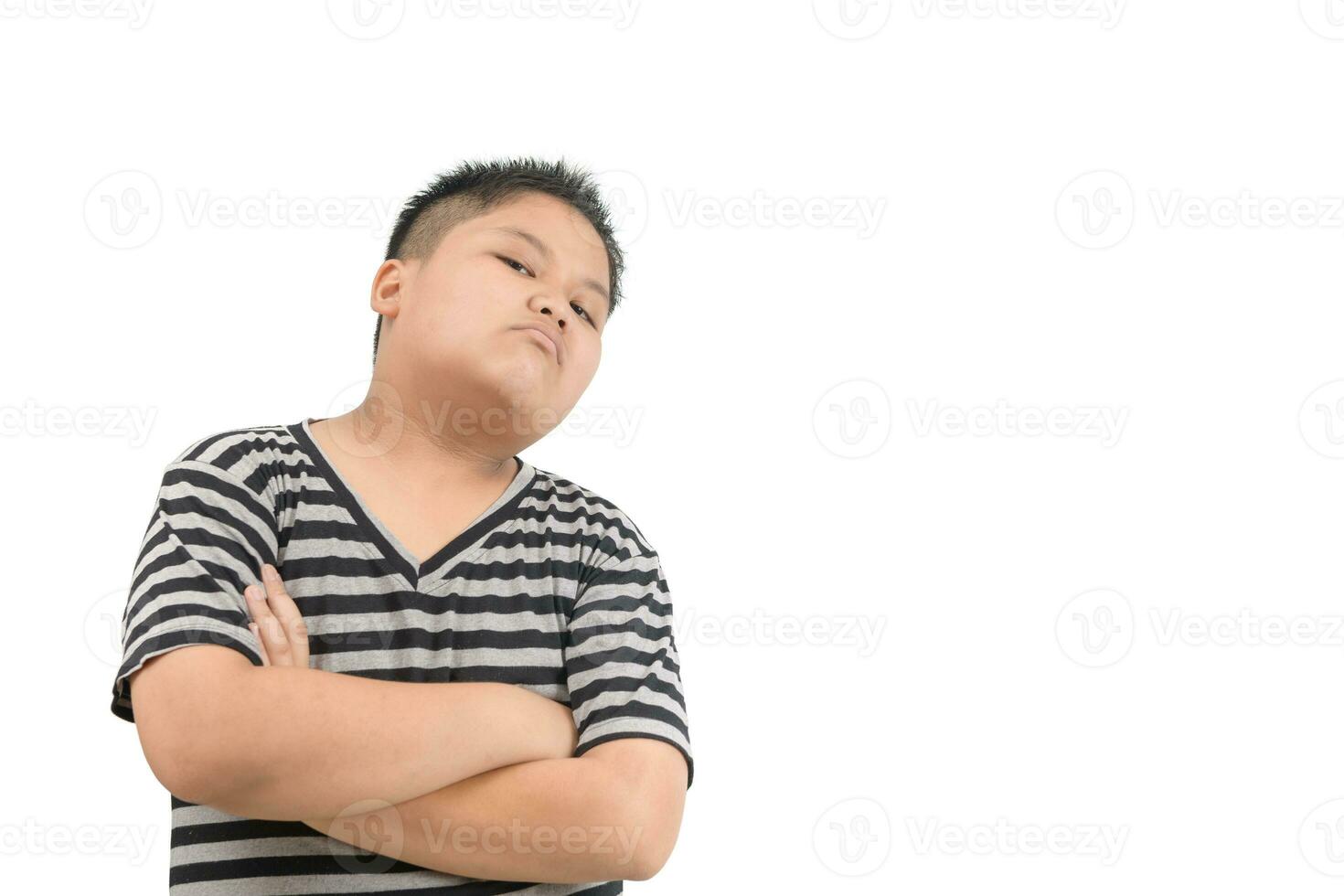 Portrait of kid mad annoyed person isolated on white photo