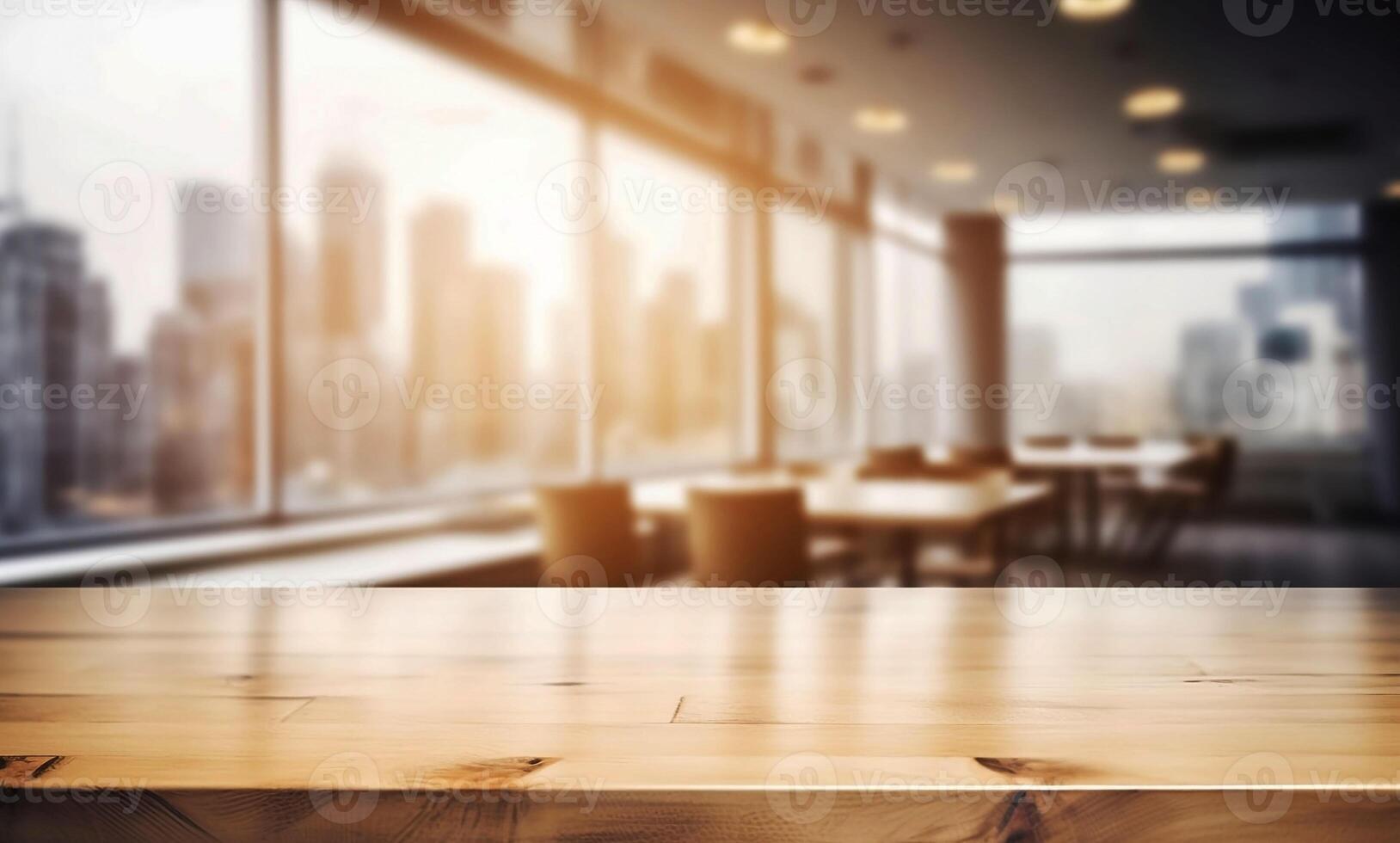 Empty Office Table with Blurred Background Business Decoration and Product Showcase with Copy Space photo
