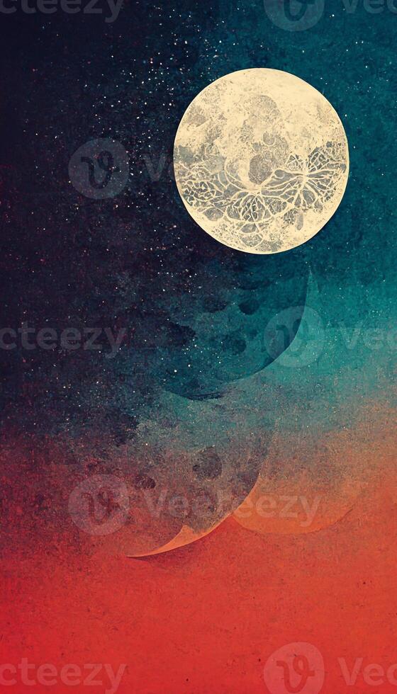 mid-autumn festival full moon design illustration art Content by Midjourney photo