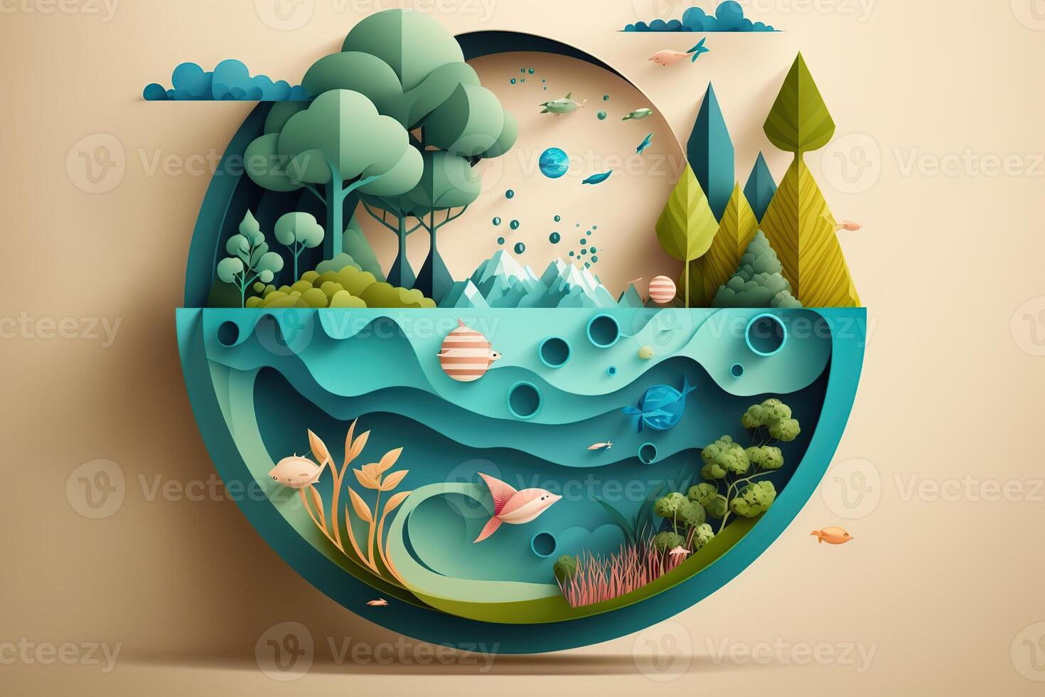 Environmental protection and save earth water. illustration. photo
