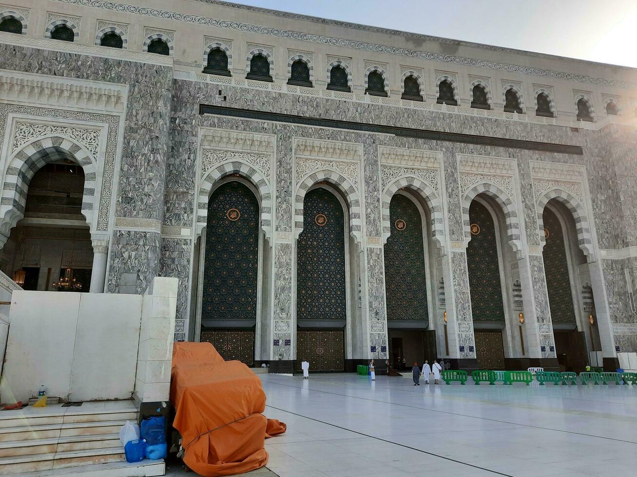 Mecca, Saudi Arabia, April 2023 - A beautiful daytime view of the outer courtyard of Masjid al-Haram, Mecca. photo