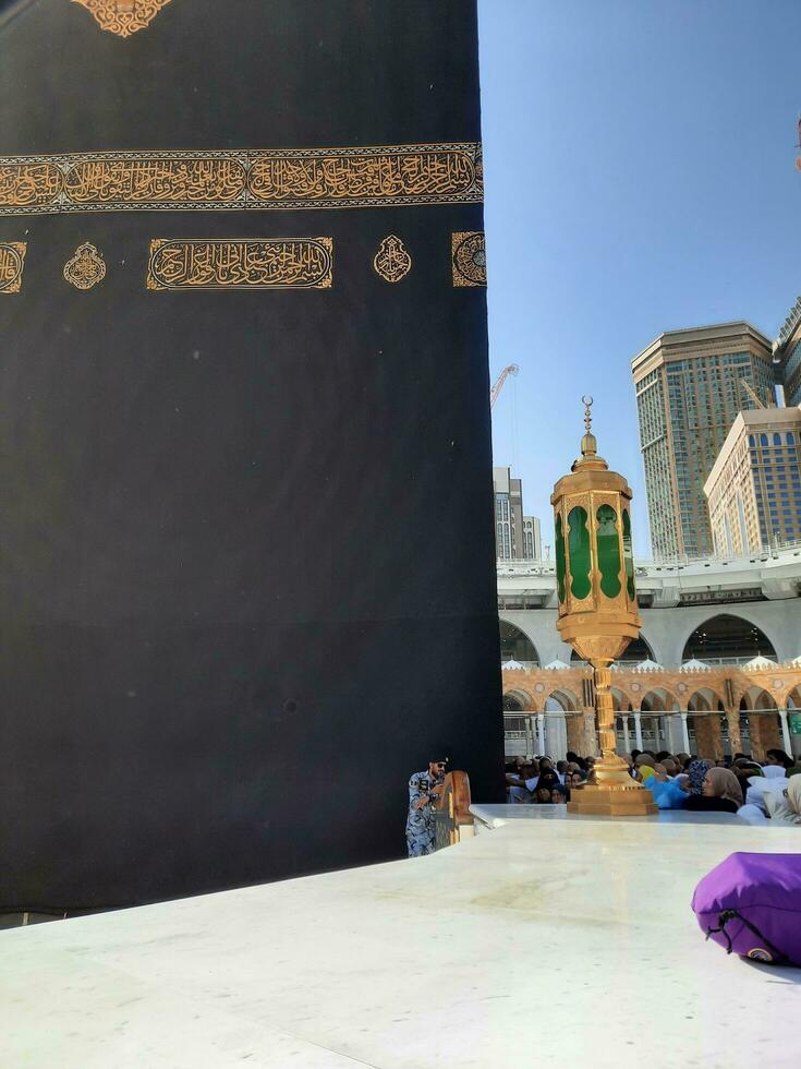 Mecca, Saudi Arabia, May 2023 - A beautiful daytime view of the Kaaba in the Masjid al-Haram, Mecca. photo