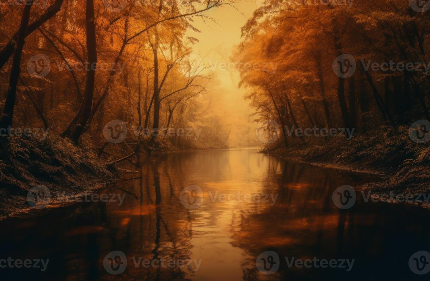 Beautiful sunset over lake landscape. Nature background. photo