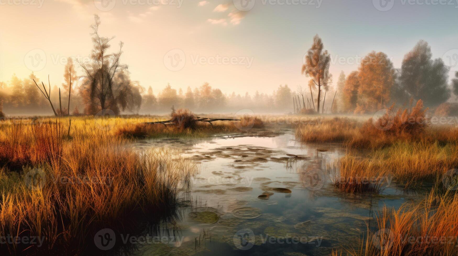 Beautiful landscape of wetland. Nature photography. photo