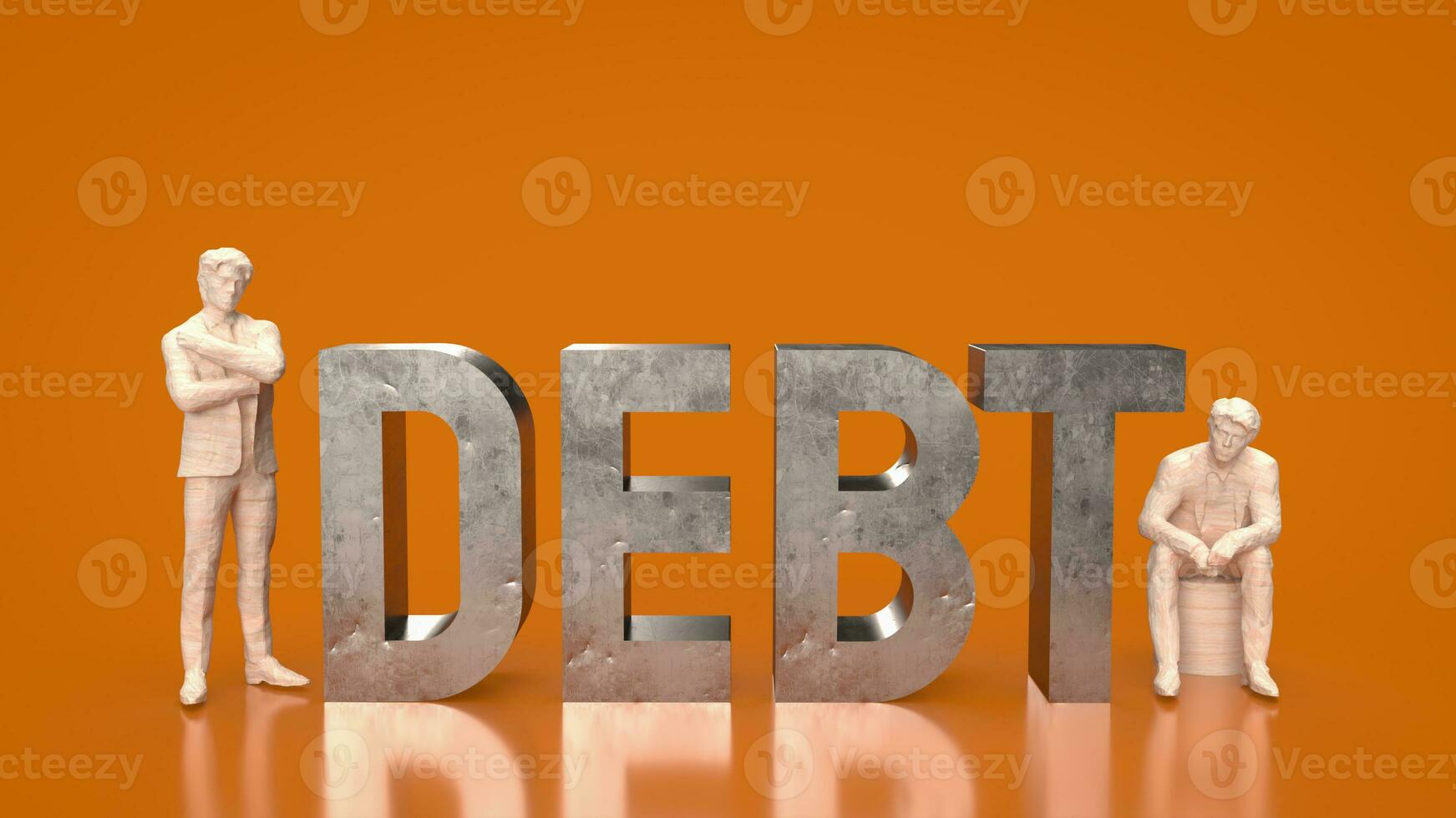 The man figure and debt text for Business concept 3d rendering photo