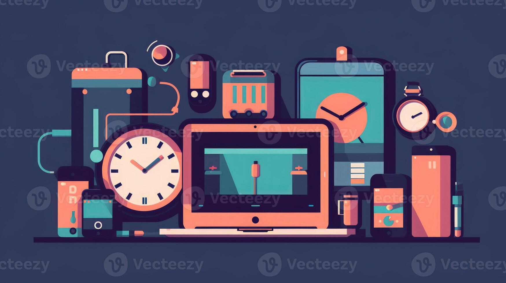 Flat illustration of technology devices for business. photo