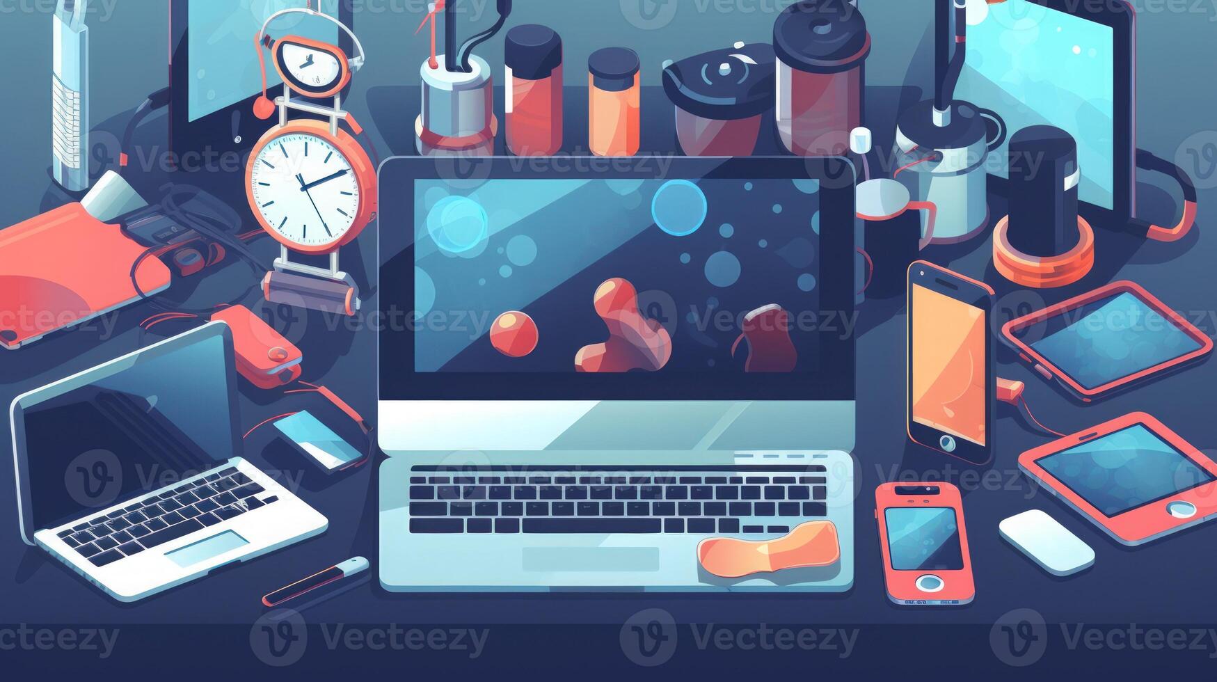 Flat illustration of technology devices for business. photo