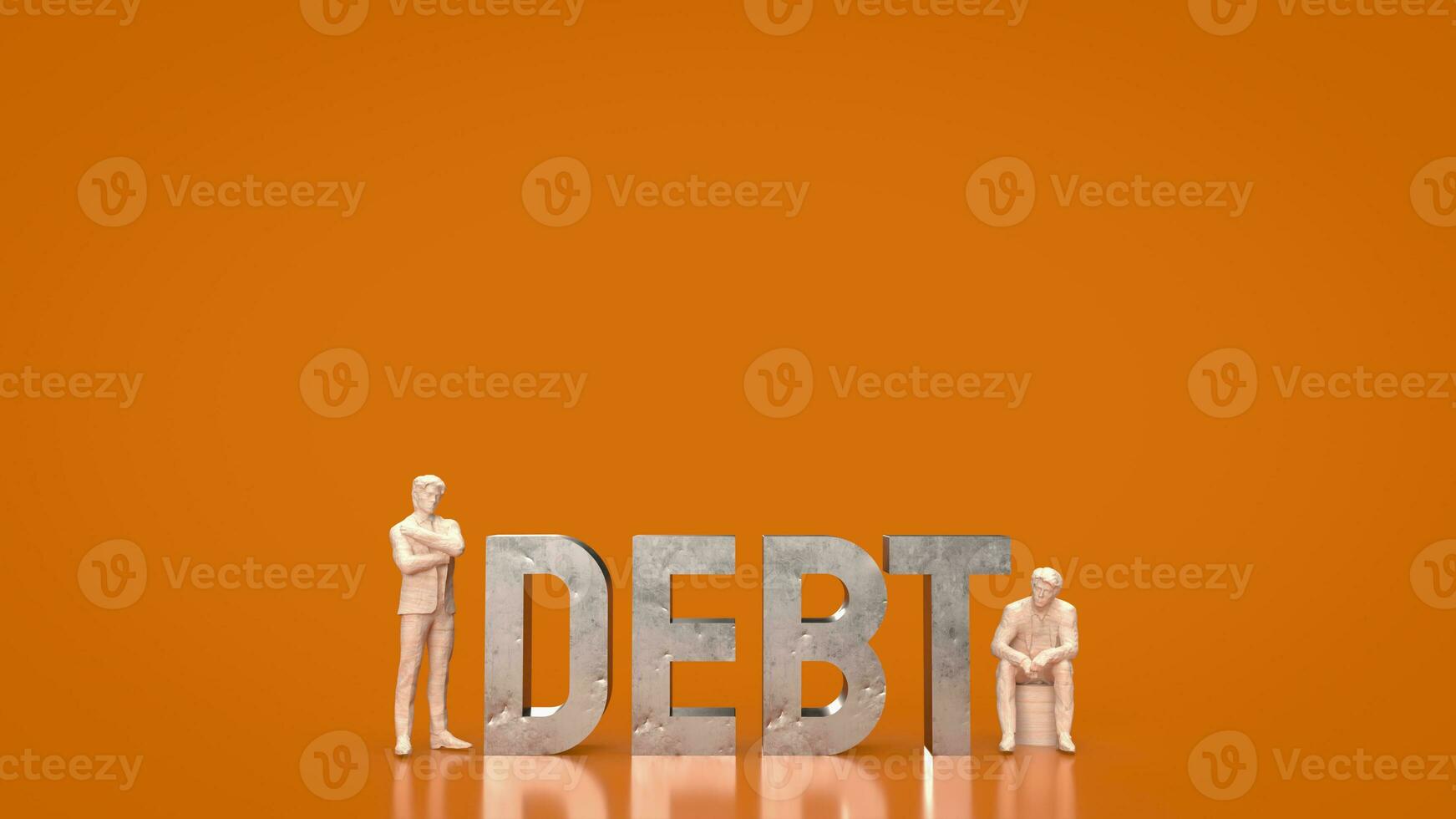 The man figure and debt text for Business concept 3d rendering photo