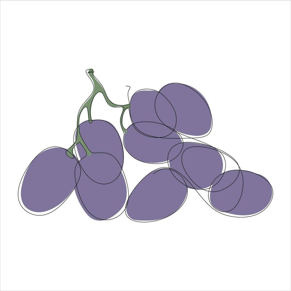 Vector grape fries drawing of one continuous line.