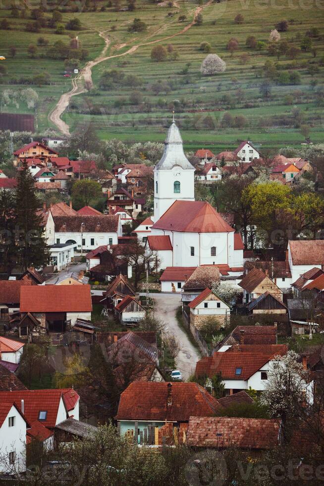 Rimetea is a small village located in Transylvania, Romania. It is situated in the Apuseni Mountains and is known for its picturesque setting and well preserved Hungarian architectural style. photo