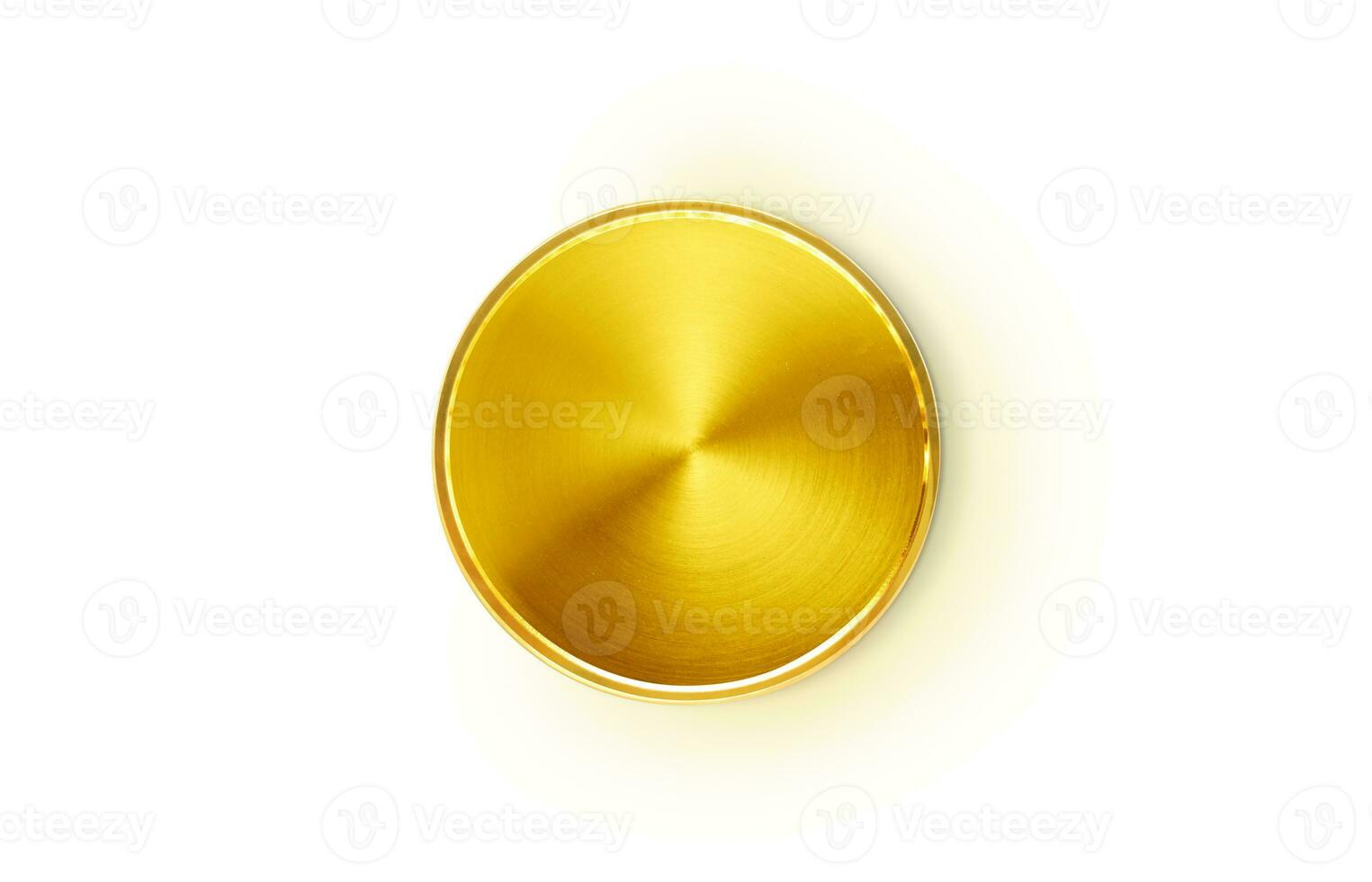 gold coin top view laying on a white background photo