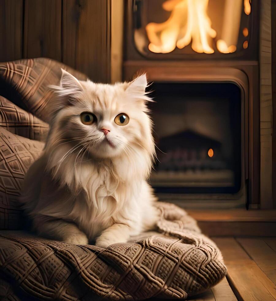 Cat Sitting on Couch photo