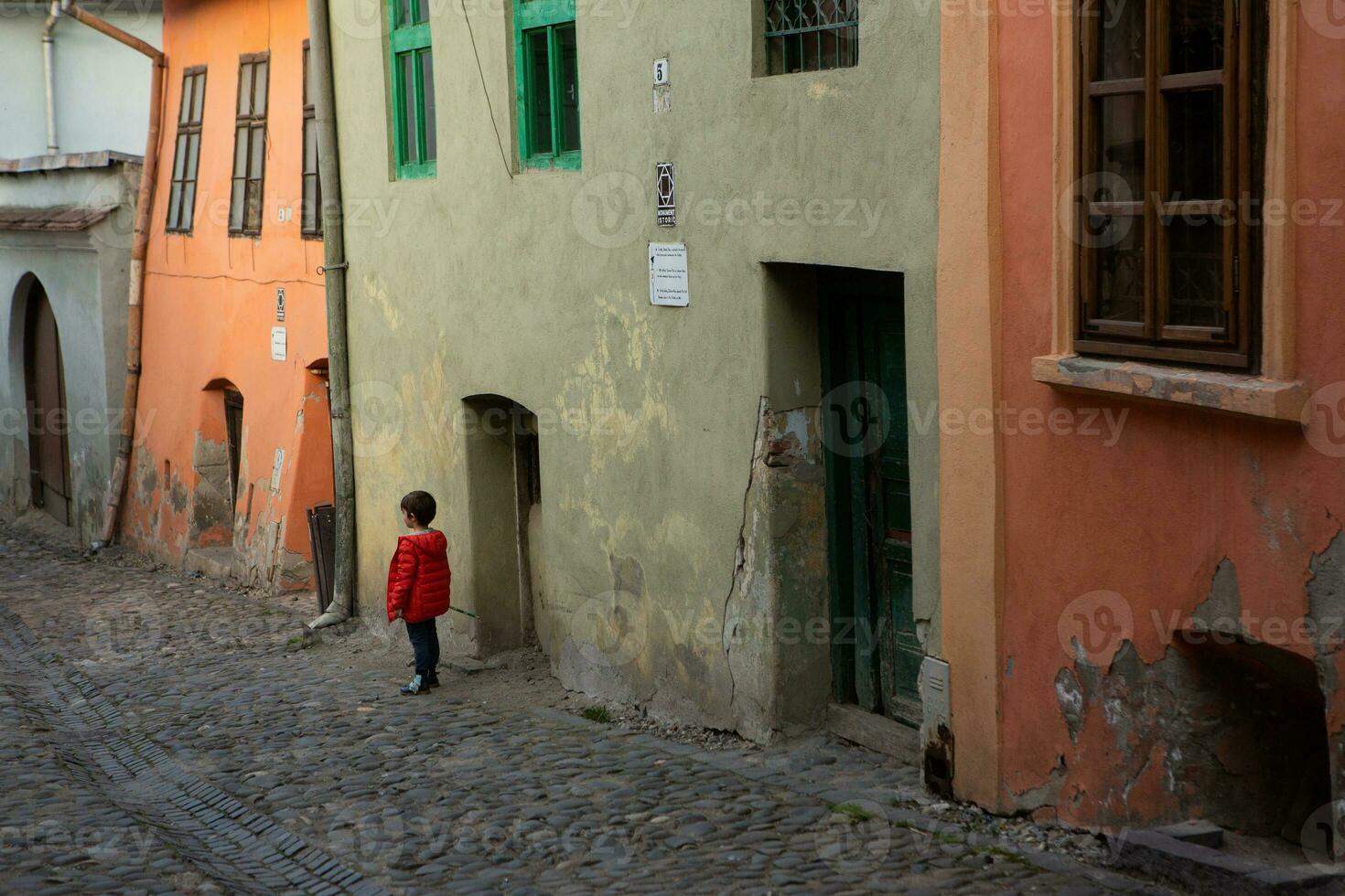A beautiful medieval citadel city of Sighisoara in the heart of Romania, Transylvania travel destination in Eastern Europe. photo