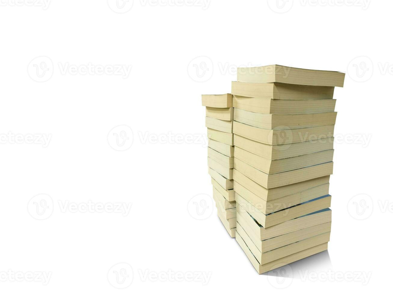 2 piles of books  isolated on white background photo