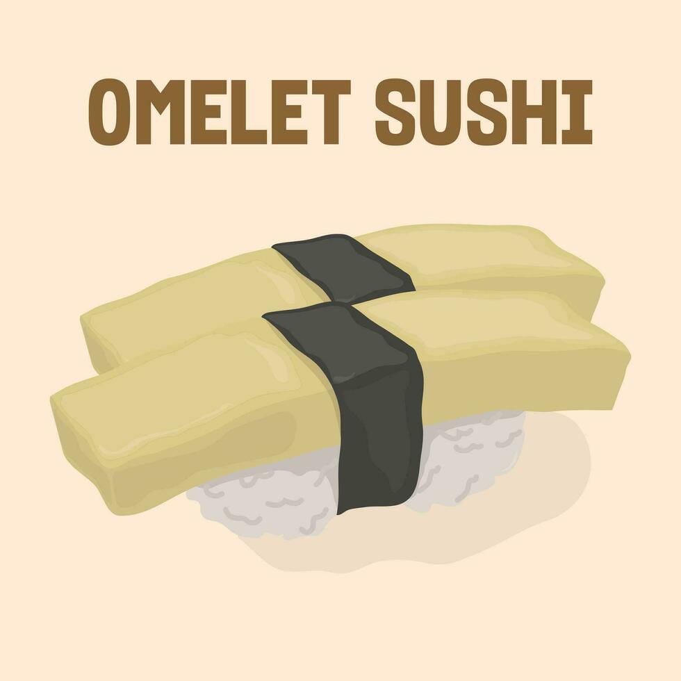 tamago sushi or omelet sushi vector