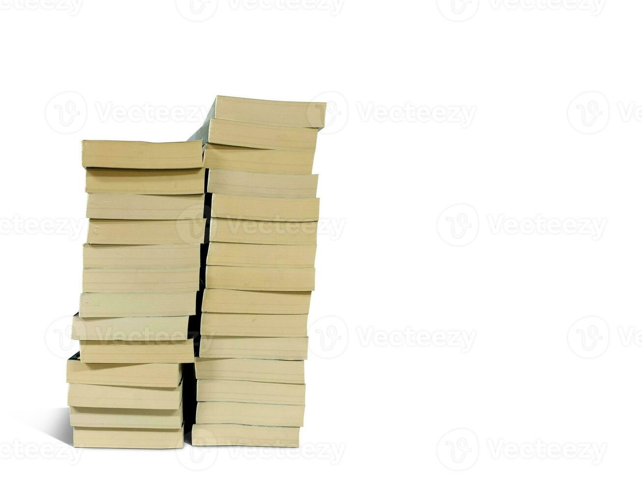 2 piles of books  isolated on white background photo