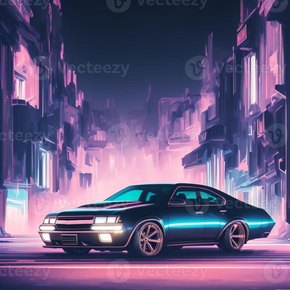 Retrowave car aesthetic photo