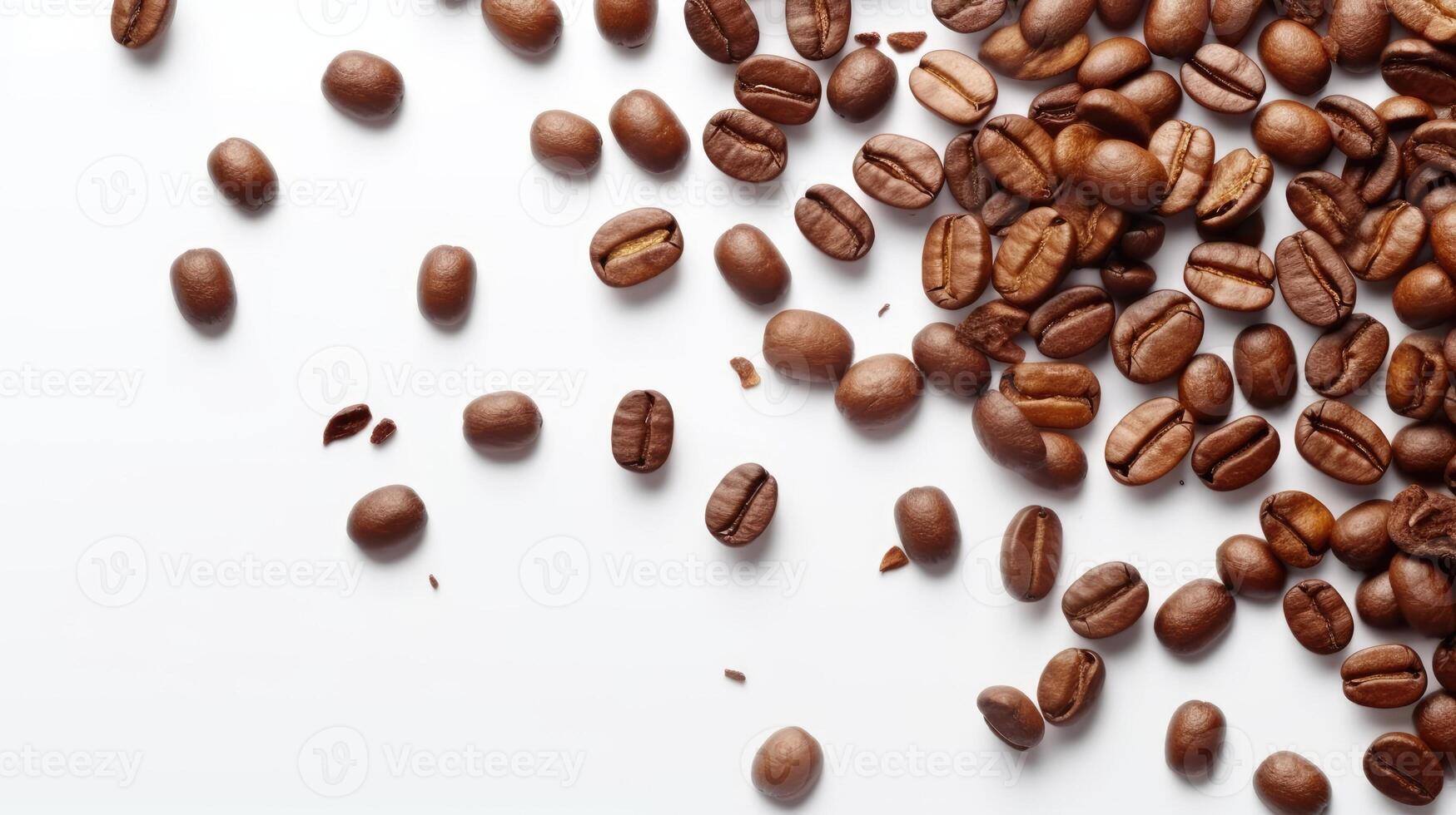 Coffee Beans on white background top view Created With Technology photo