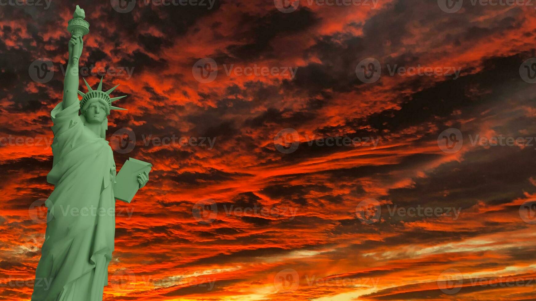 The statue of liberty on twilight sky 3d rendering photo