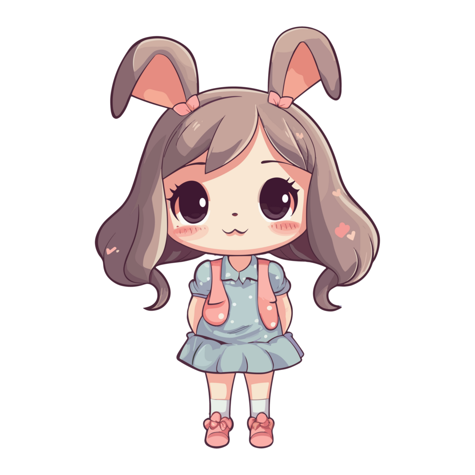 A Cartoon of a Girl with a Bunny Ears png