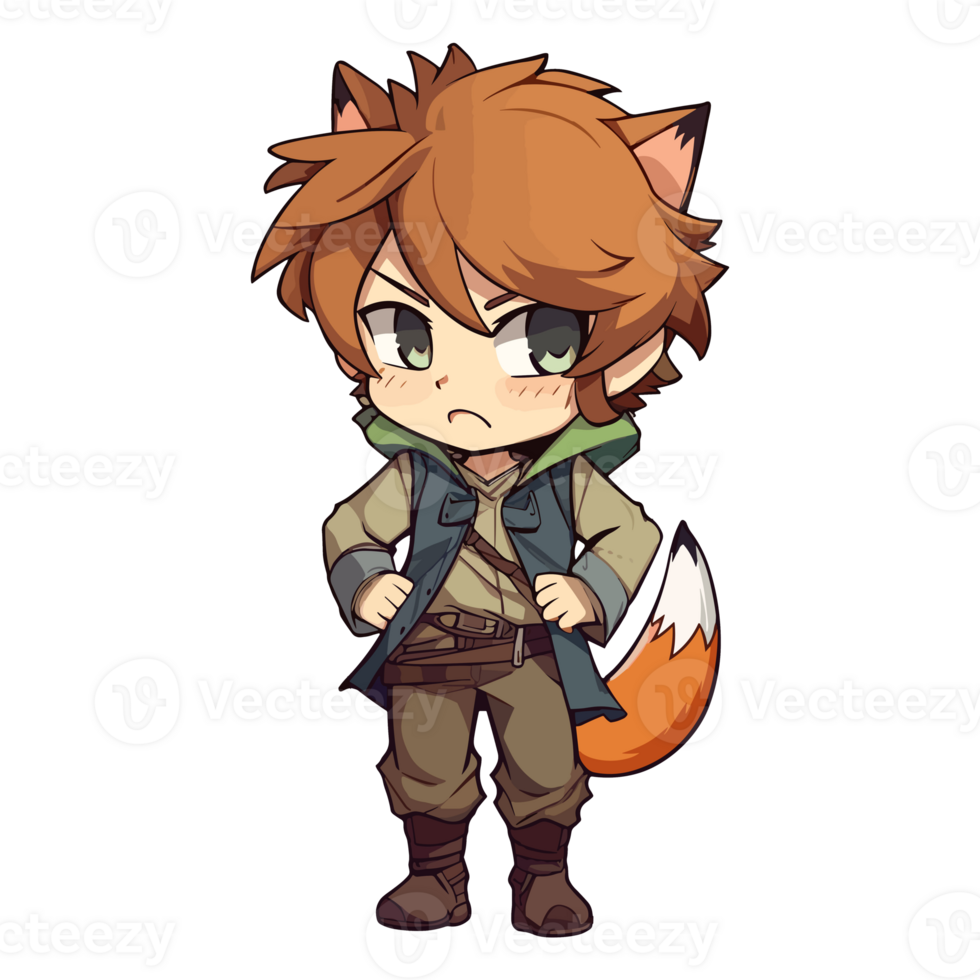 A Brown Haired Cartoon Character with a Fox Tail png