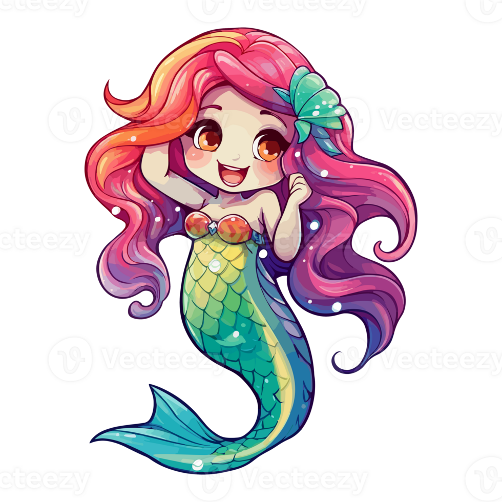 A Mermaid with a Colorful Fish Tail png
