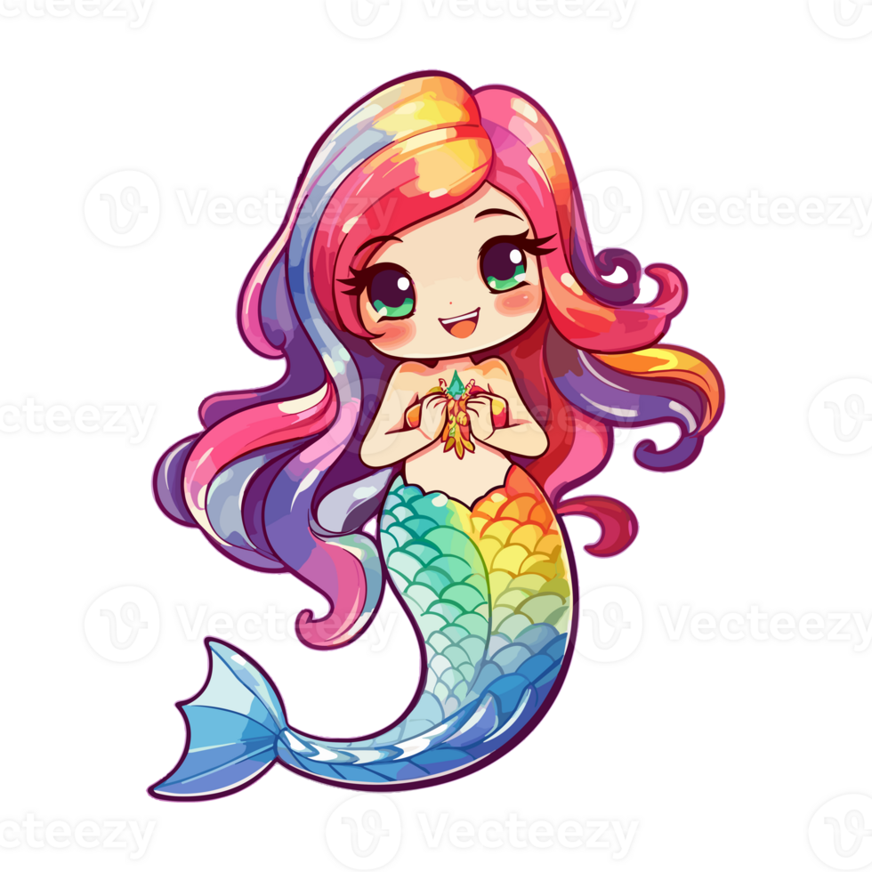 A Mermaid with Rainbow Hair png