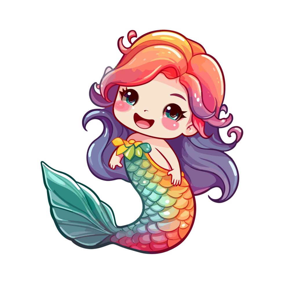Digital art of Rainbow Mermaid png