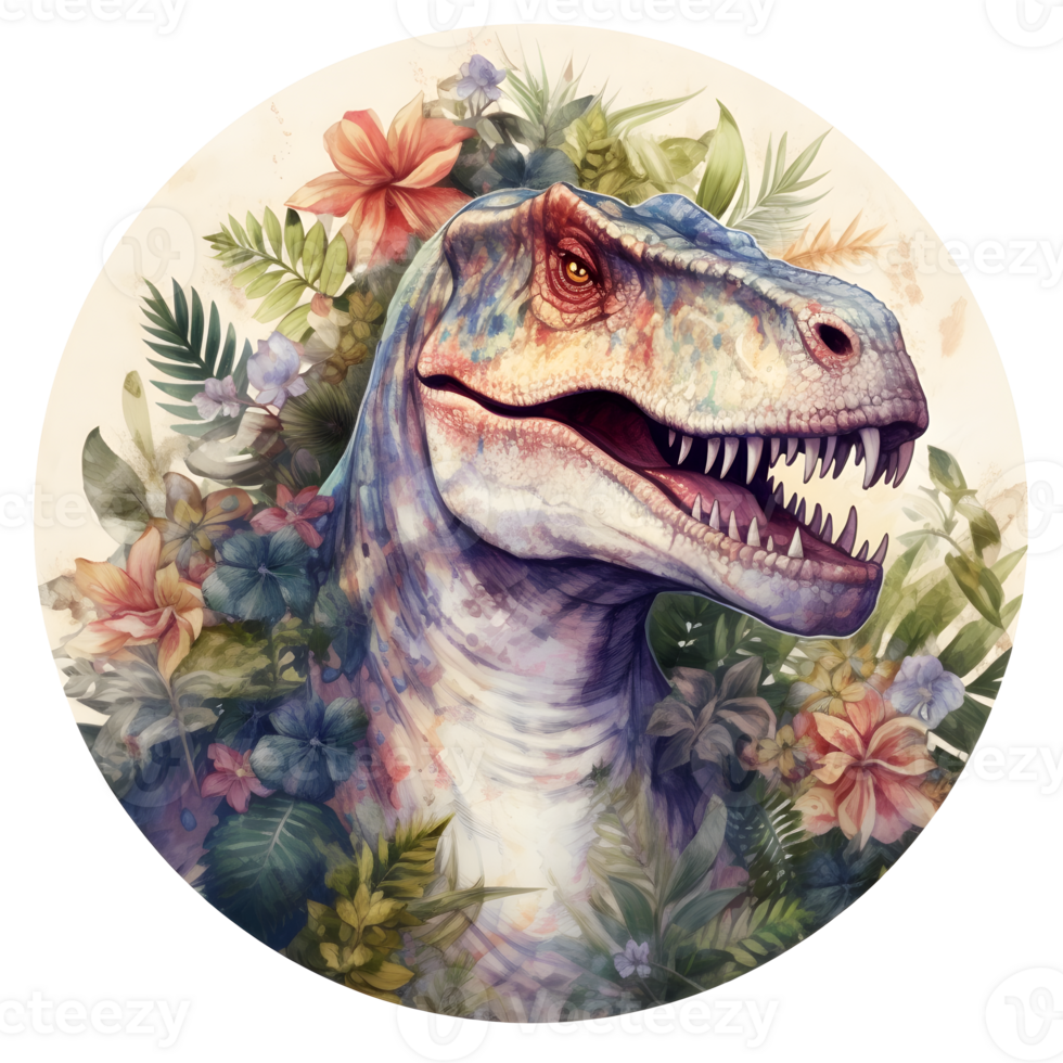 un dibujo de un blanco tirano saurio Rex con un verde antecedentes y un rojo ojo ai generativo png