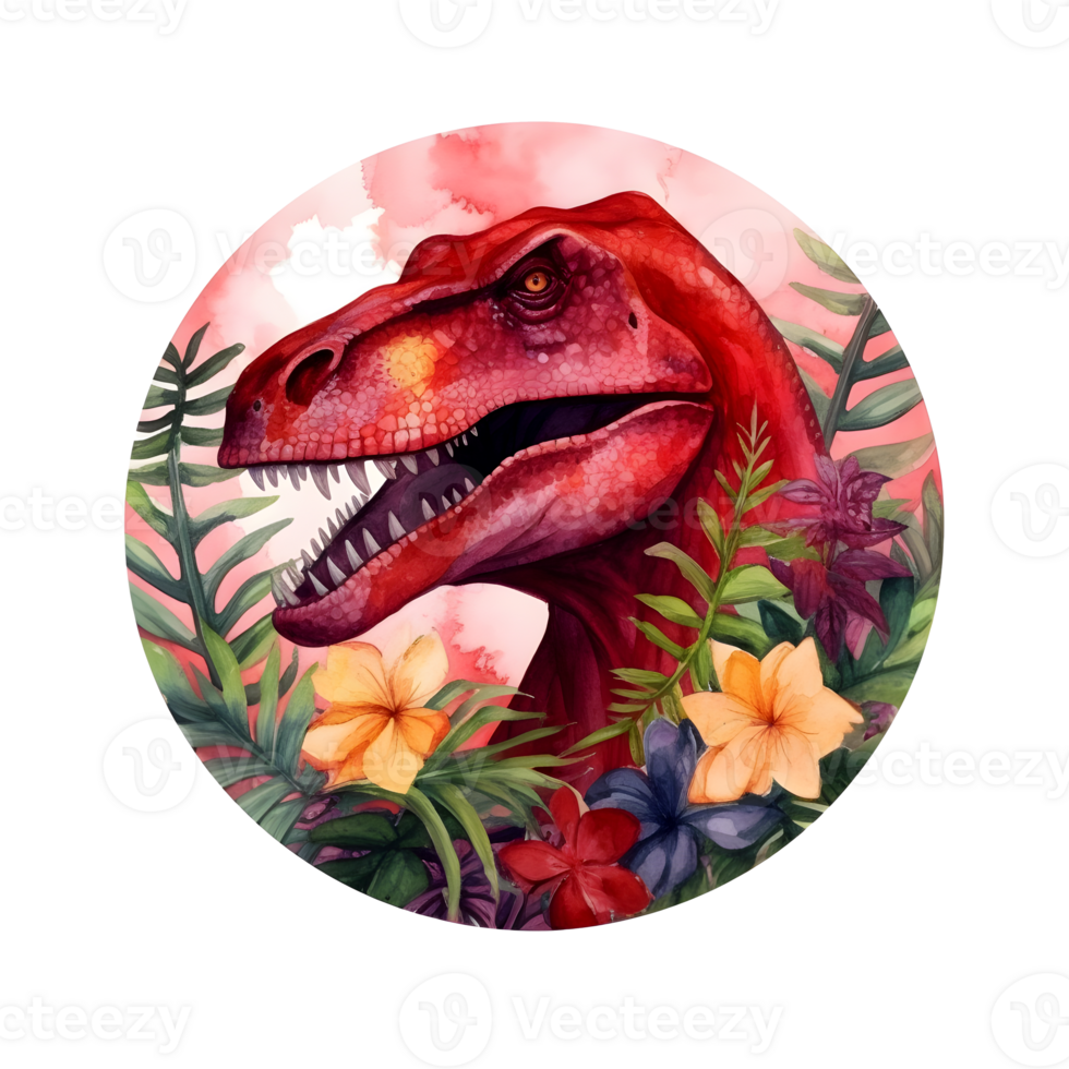 un' disegno di un' dinosauro con un' cremisi rosso t-rex ai generativo png