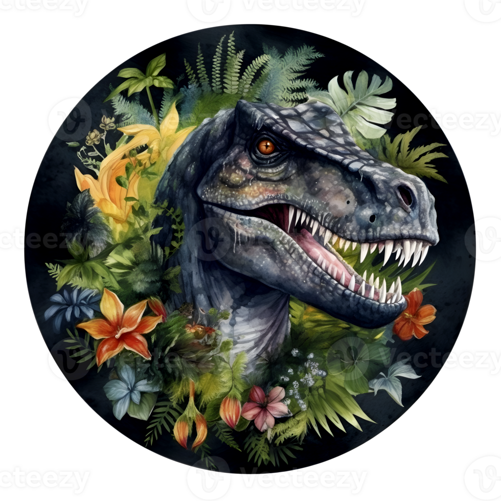 un' disegno di un' nero t-rex ai generativo png