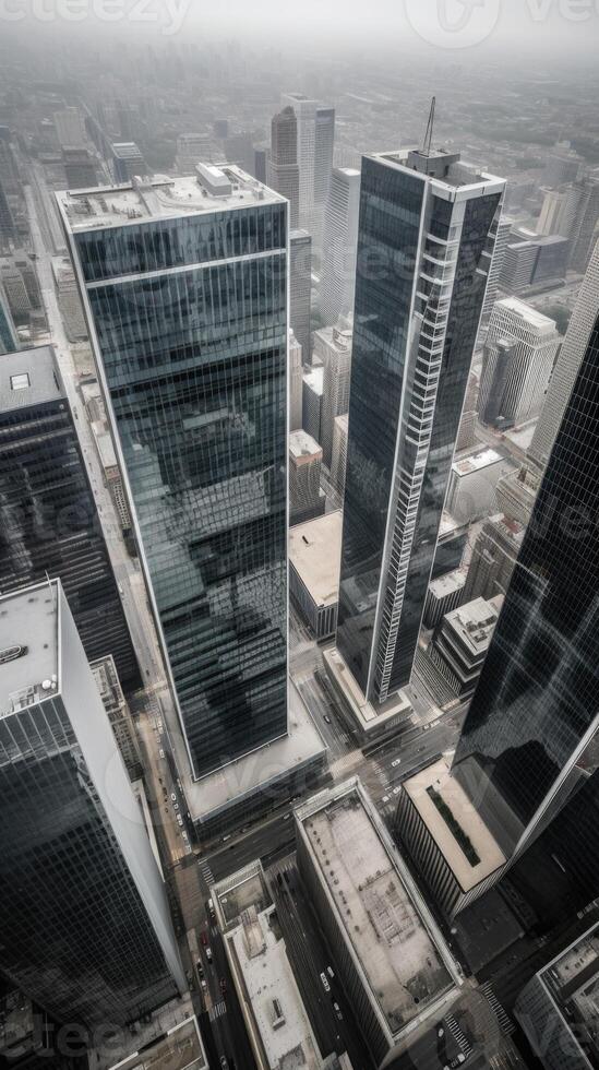 Modern Skyscrapers and Office Buildings in Financial District, Technology. photo