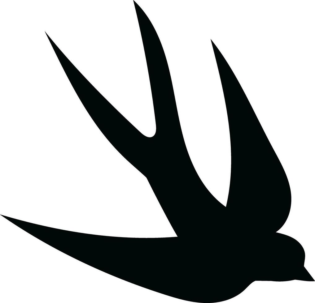 swallow bird silhouette, black fill of bird silhouette, guess by silhouette educational children's game vector