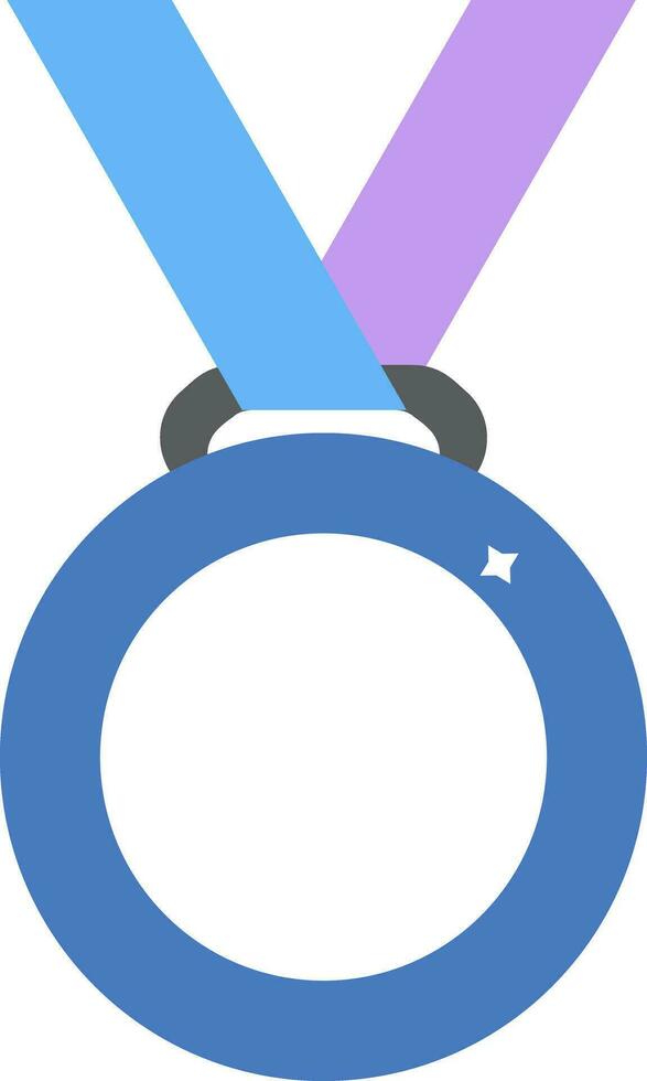 Flat Style Round Medal with Ribbon Icon. vector