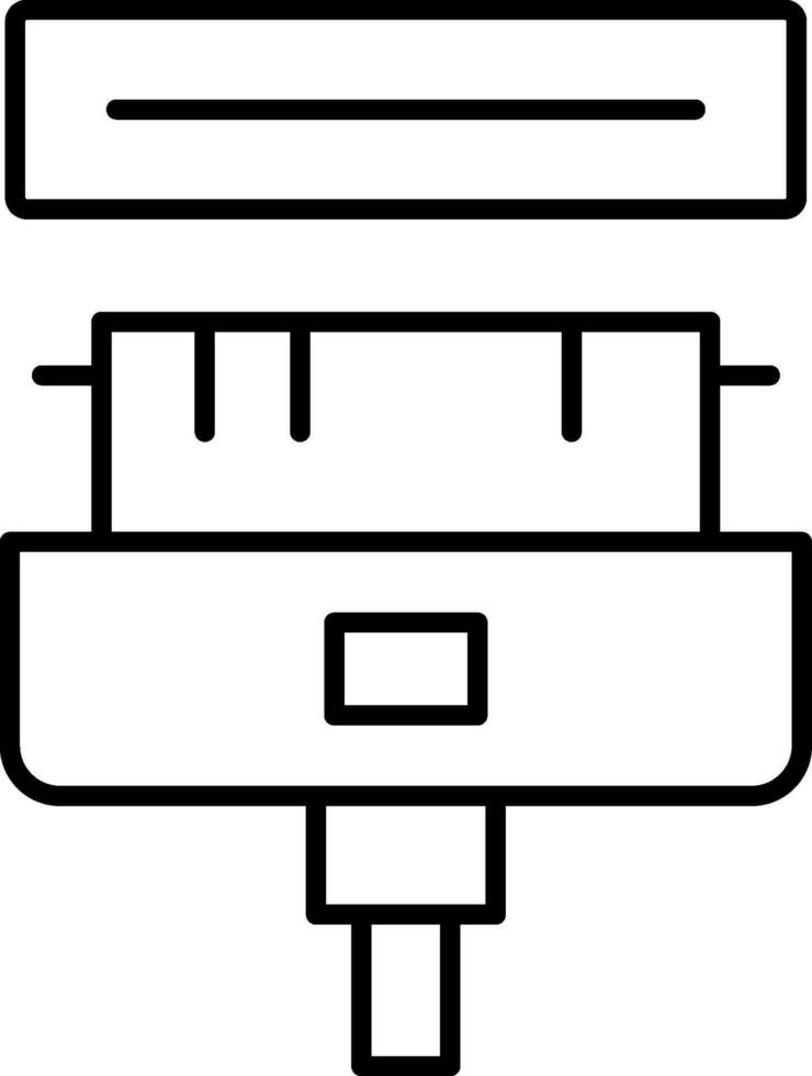 Flat style USB cable with VGA connector icon in line art. vector