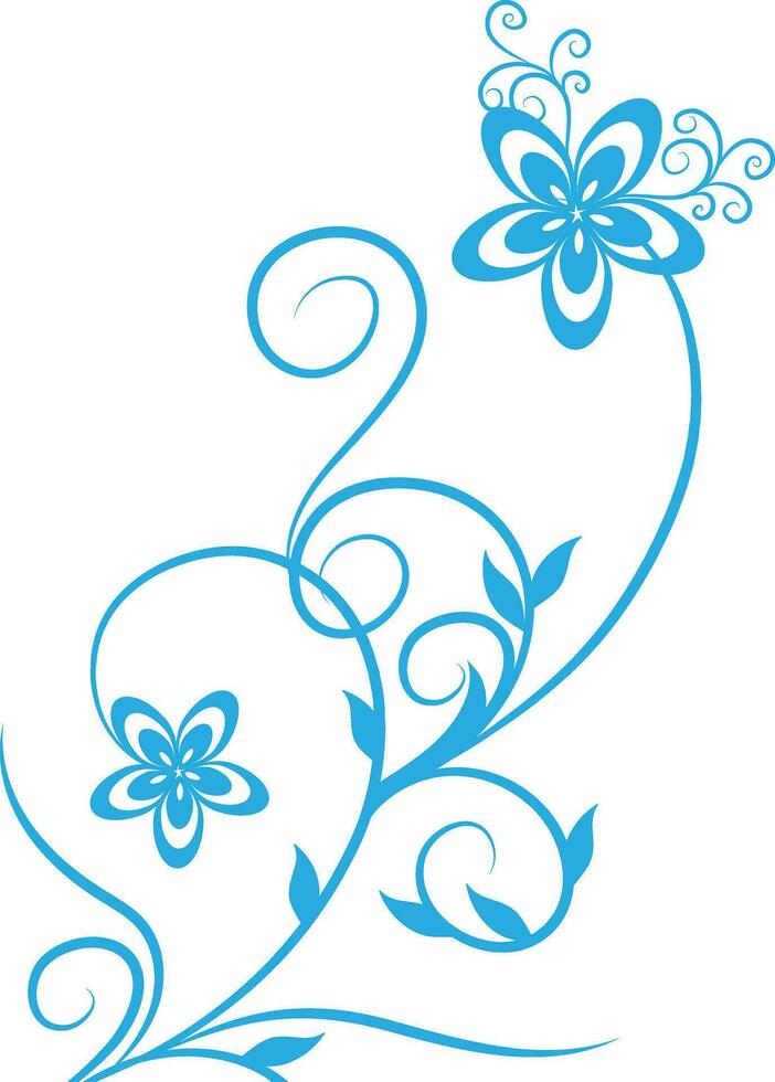 Blue floral design pattern decorated white background. vector