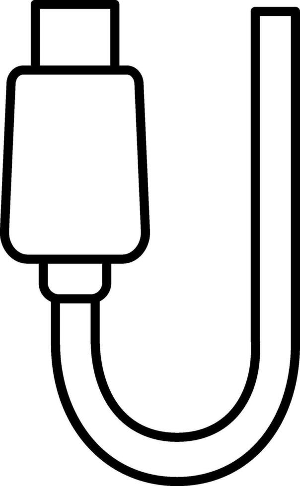 Line art USB cable icon in flat style. vector