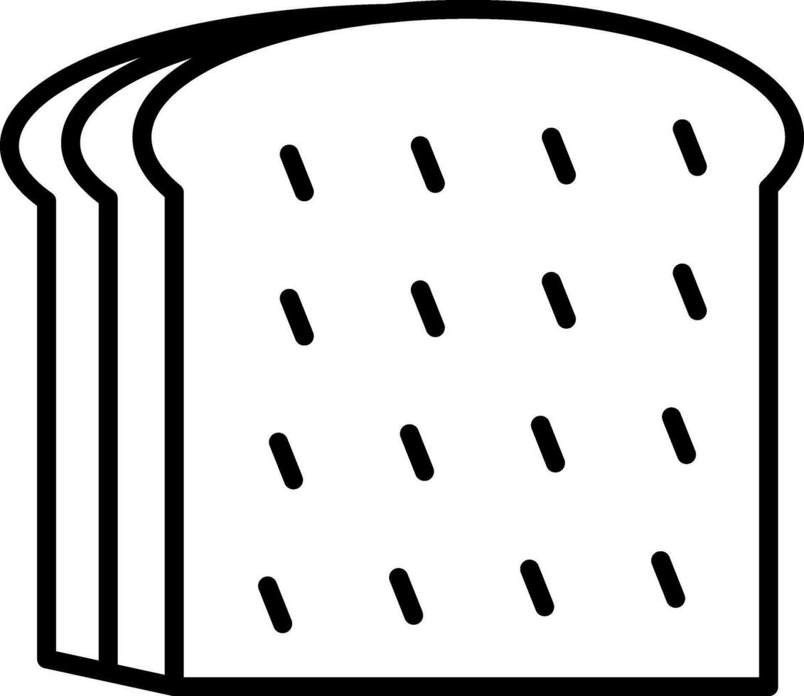 Flat Style Bread Slices Icon in Black Outline. vector