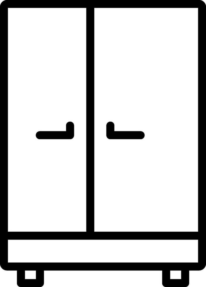 Line art Cupboard or Almirah icon in flat style. vector