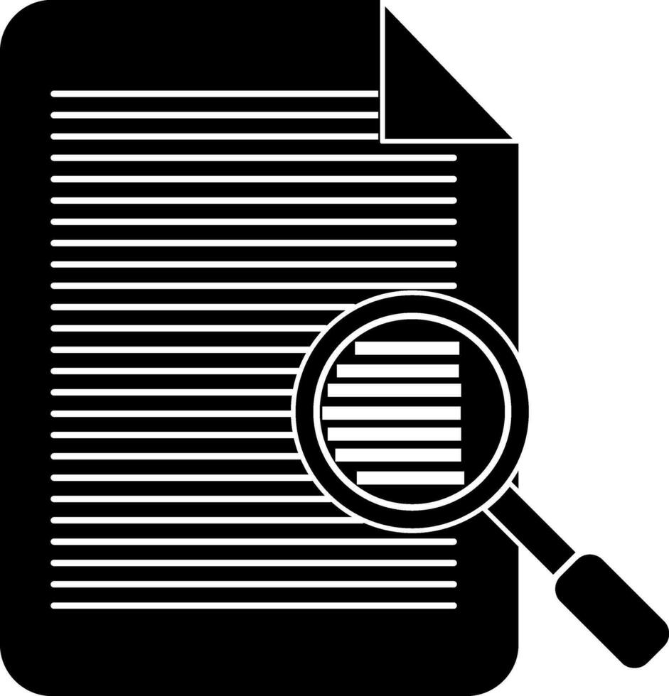 Flat style checklist with magnifying glass in black and white color. vector