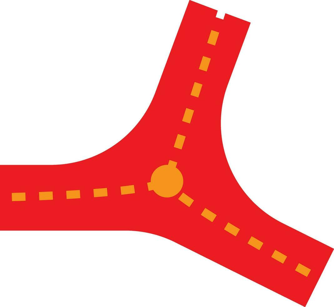 Red and orange road in flat style. vector