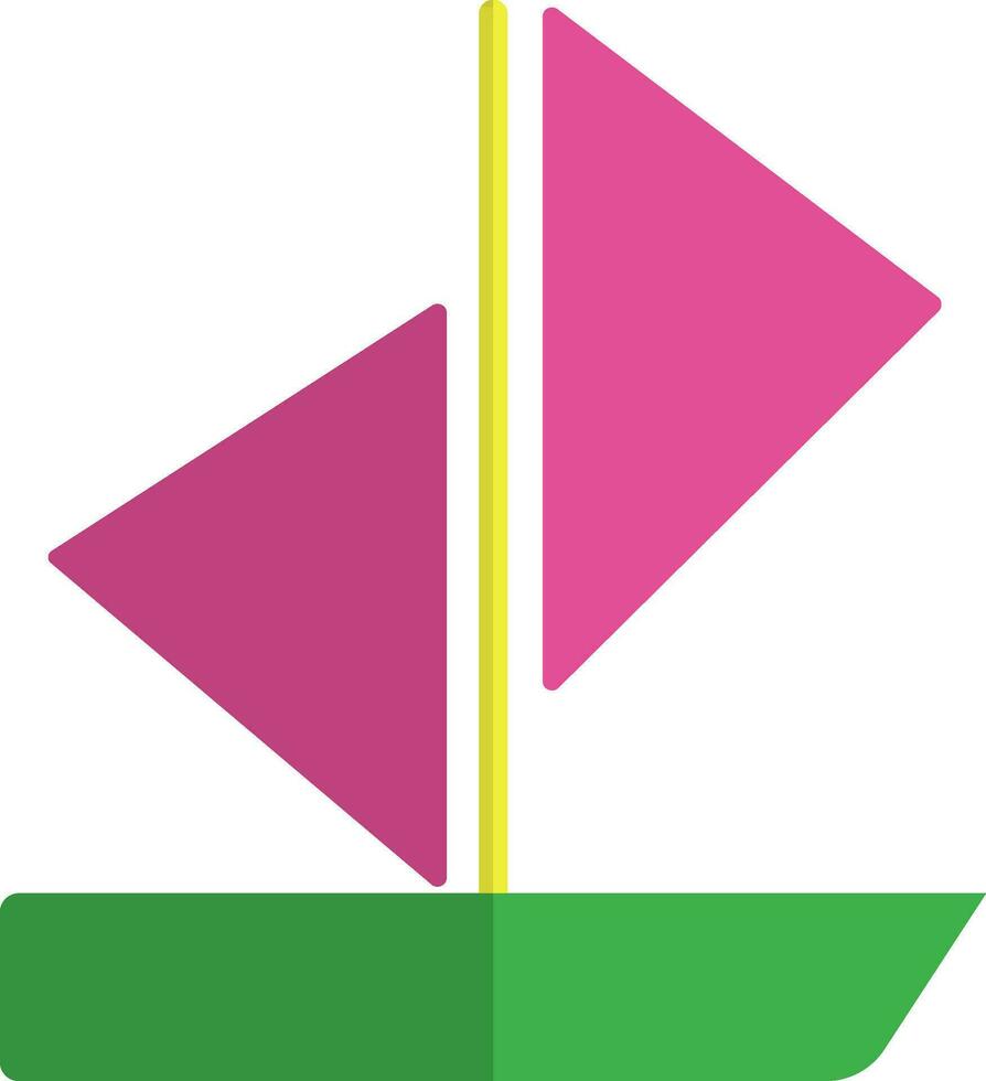 Sailboat in pink and green color. vector