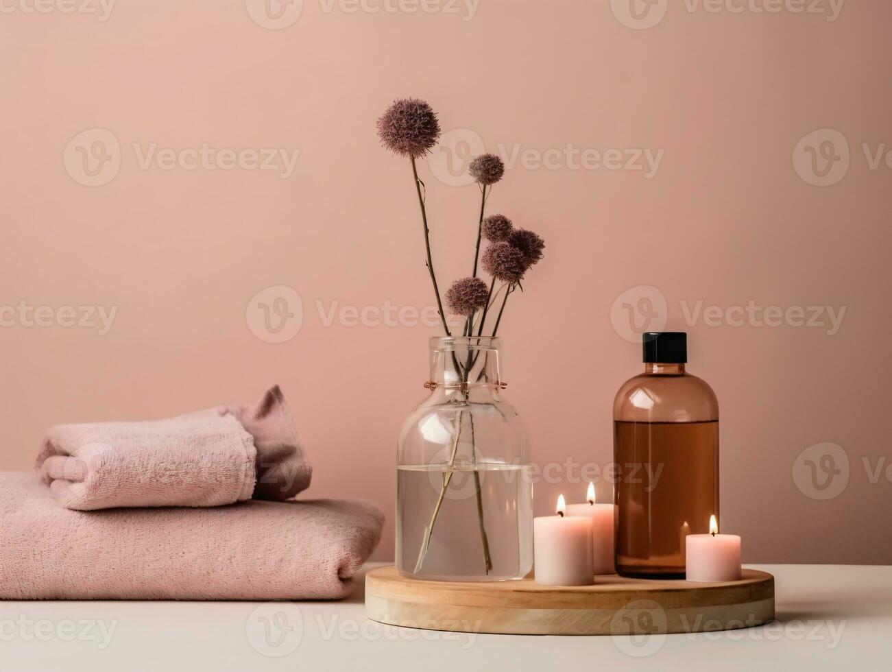 Floral gift composition for special celebrations with copy space photo