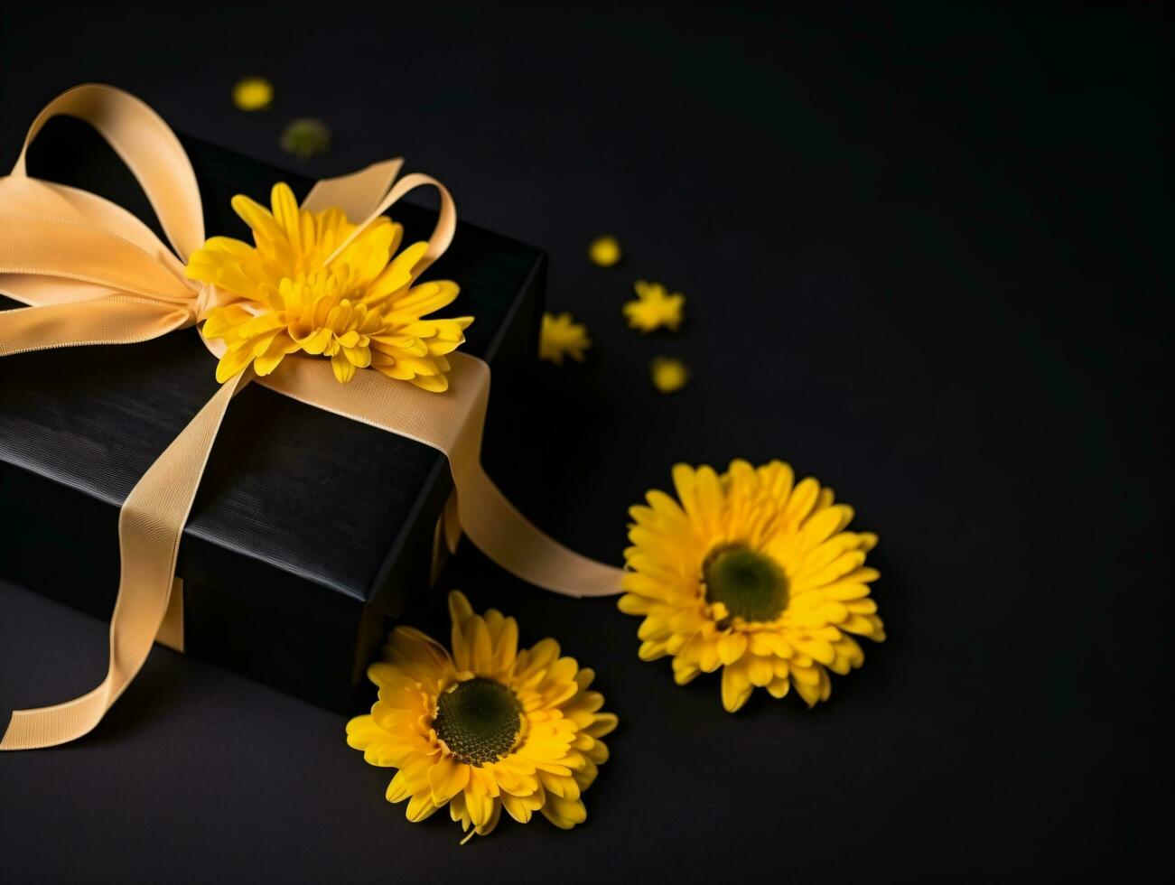 Floral gift composition for special celebrations with copy space photo