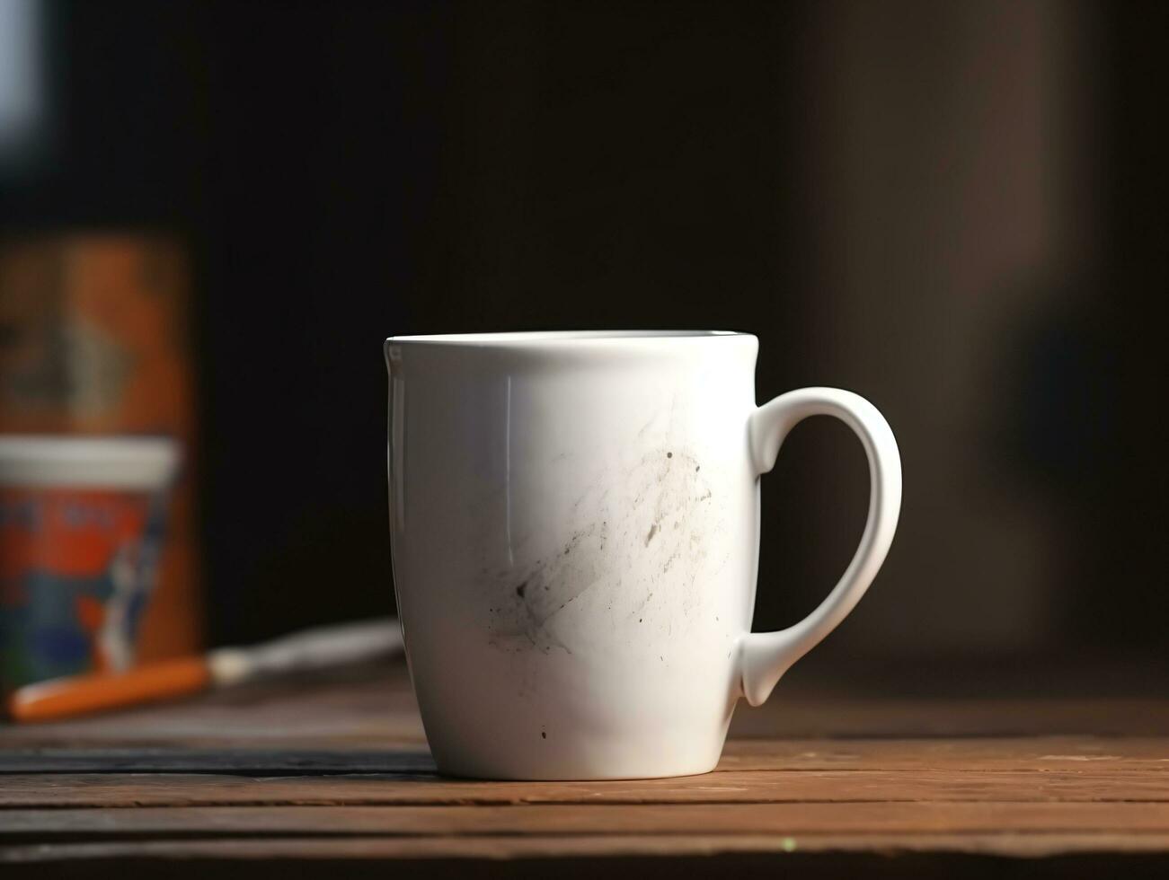 Mockup of a white mug on old school background photo