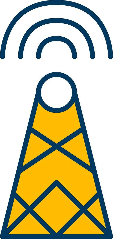 Signal Tower Icon In Yellow Color. vector