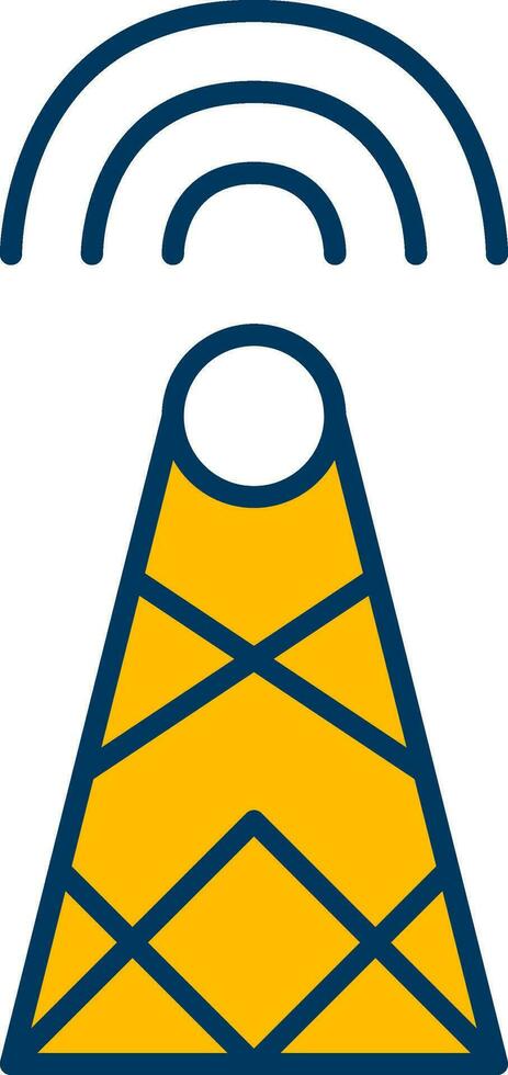 Signal Tower Icon In Yellow Color. vector