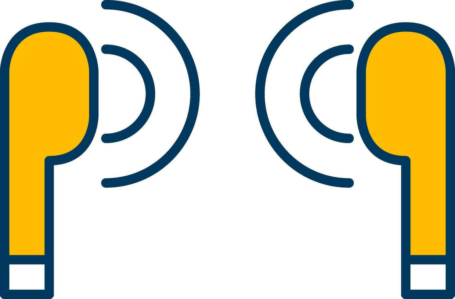 Bluetooth Earbuds Icon In Yellow Color. vector