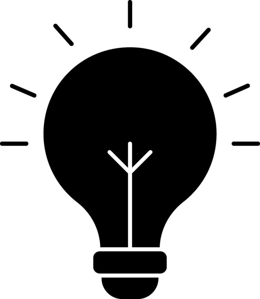 Flat Style Light Bulb black and white Icon. vector