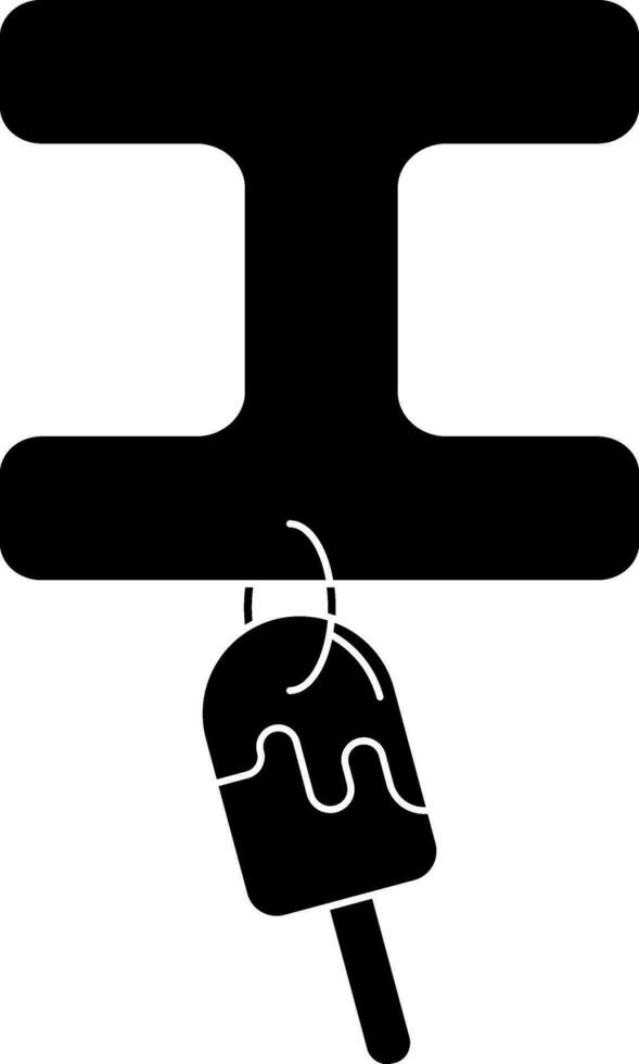 Letter I For Ice cream Icon In black and white Color. vector